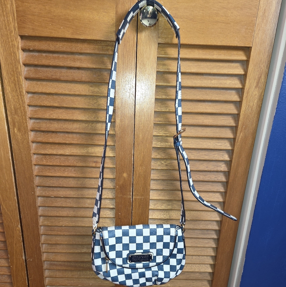 Marc Jacobs Checkered Blue and White Crossbody Bag
